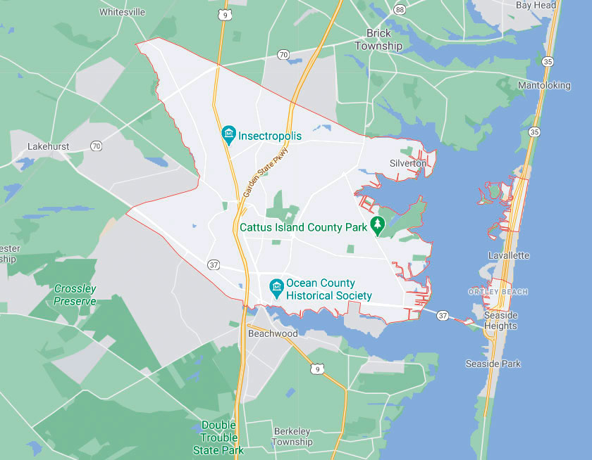 Map of Toms River New Jersey