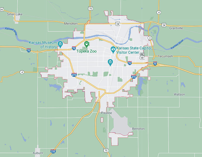Map of Topeka Kansas