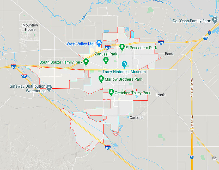 Map of Tracy California