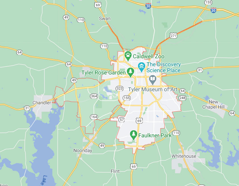 Map of Tyler Texas