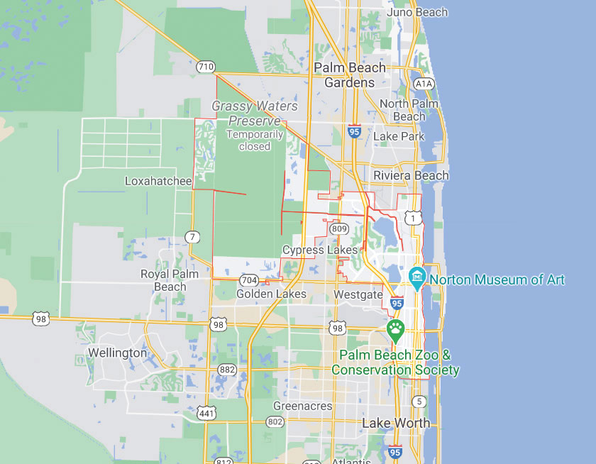 Map of West Palm Beach Florida