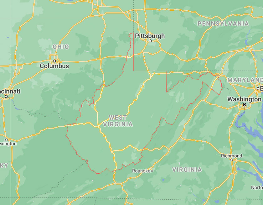 Map of State of West Virginia