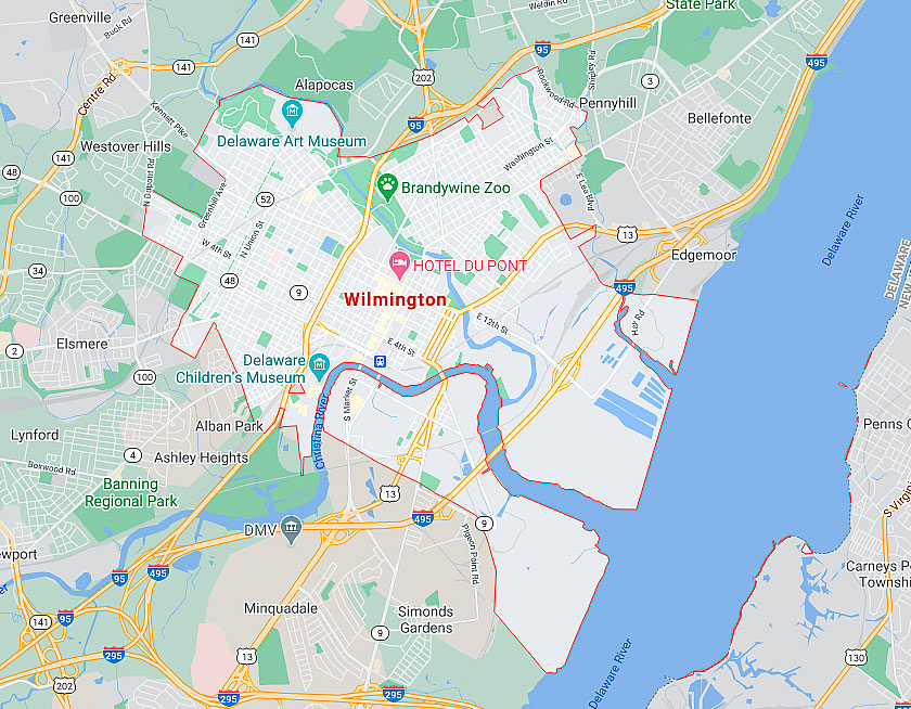 Map of Wilmington Delaware