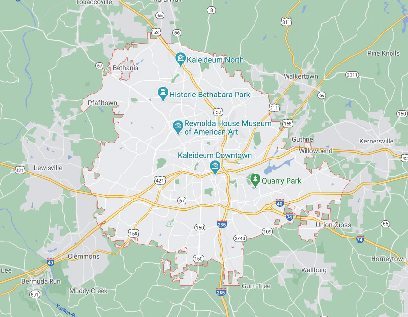 Map of Winston Salem North Carolina