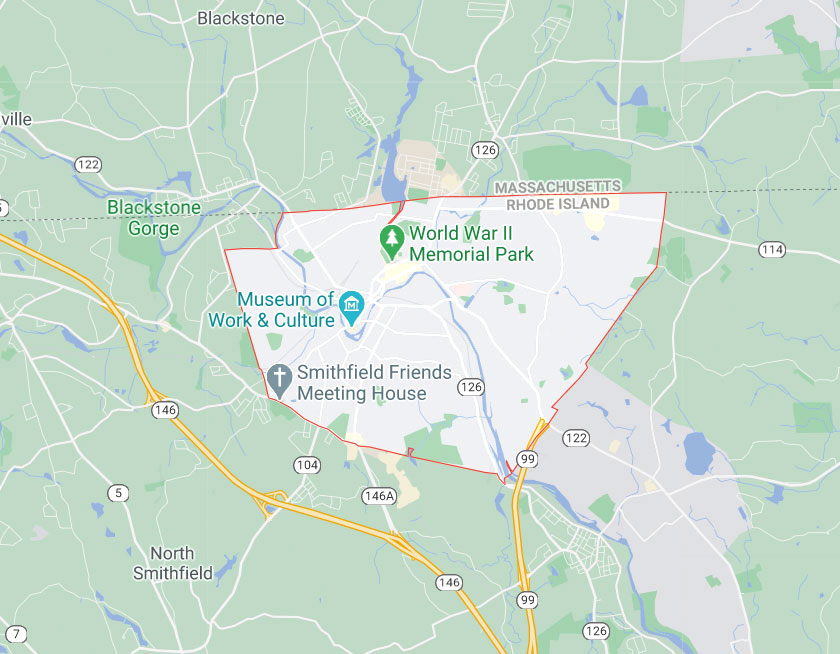 Map of Woonsocket Rhode Island