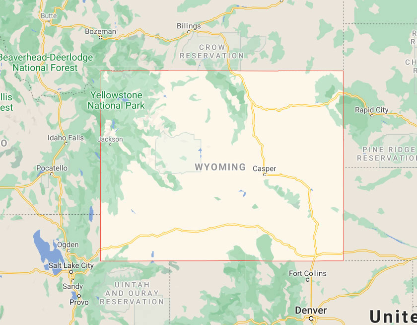 Map of State of Wyoming