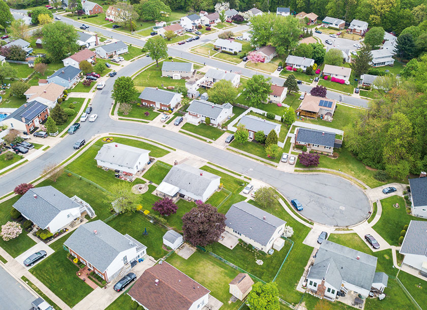 Aerial of homes in Parkville Maryland