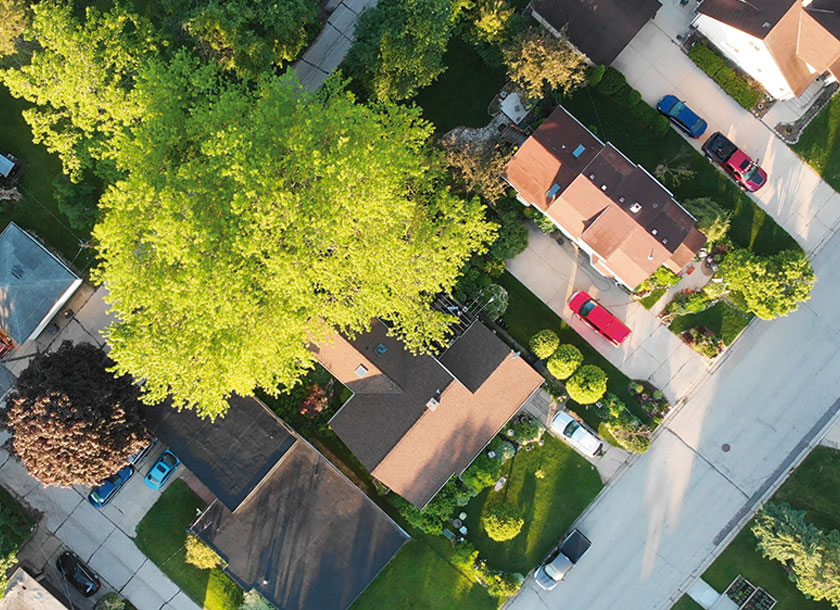 Aerial view of houses in Andover Minnesota