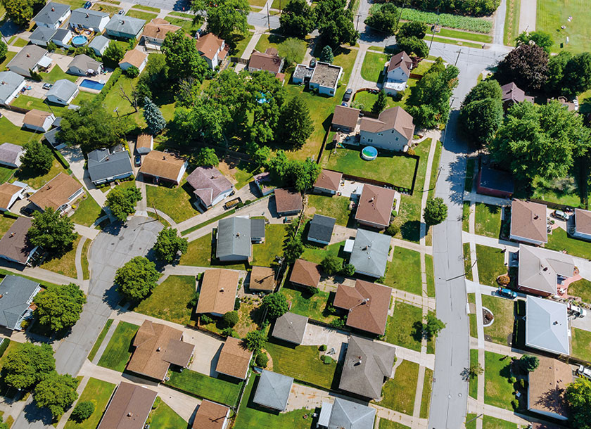 Aerial view of houses in Lorain Ohio