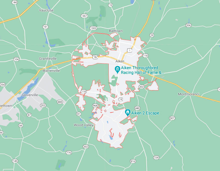 Map of Aiken South Carolina