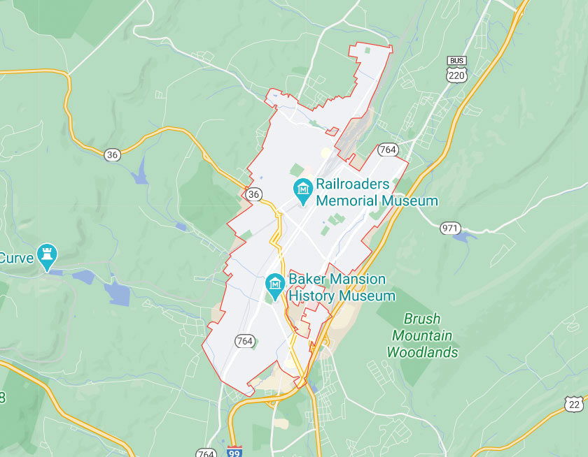 Map of Altoona Pennsylvania