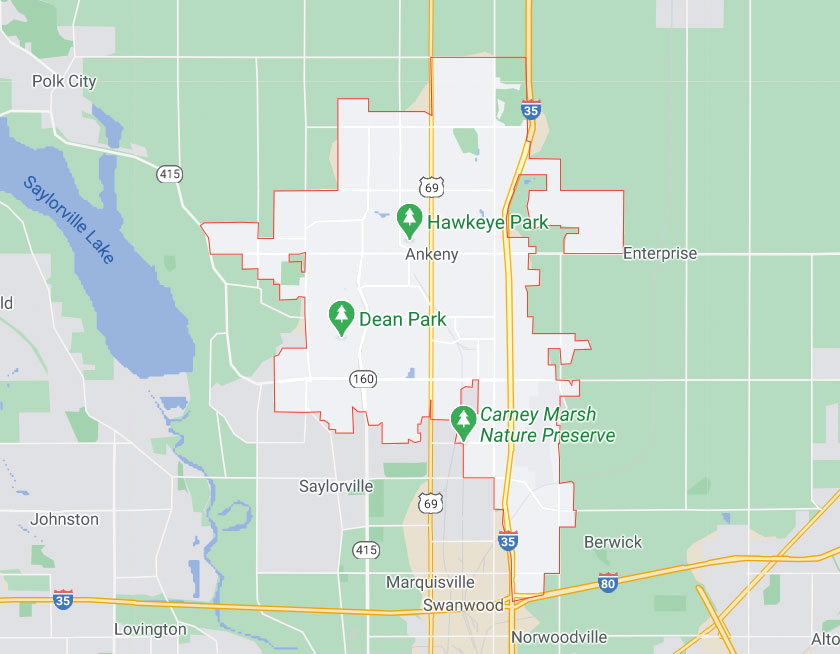 Map of Ankeny Iowa