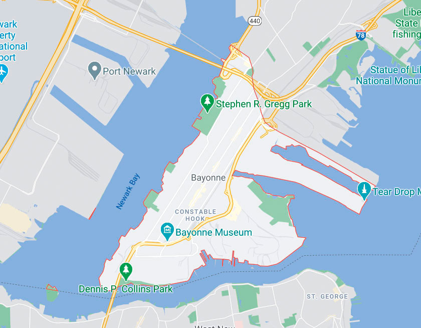 Map of Bayonne New Jersey