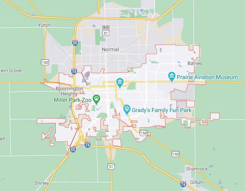 Map of Bloomington Illinois