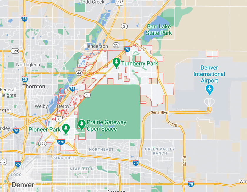 Map of Commerce City Colorado