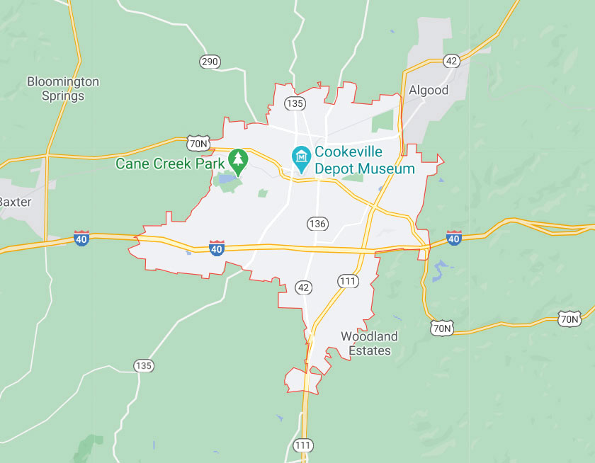 Map of Cookeville Tennessee