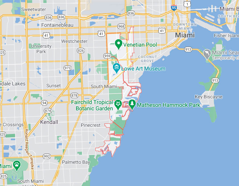 Map of Coral Gables Florida