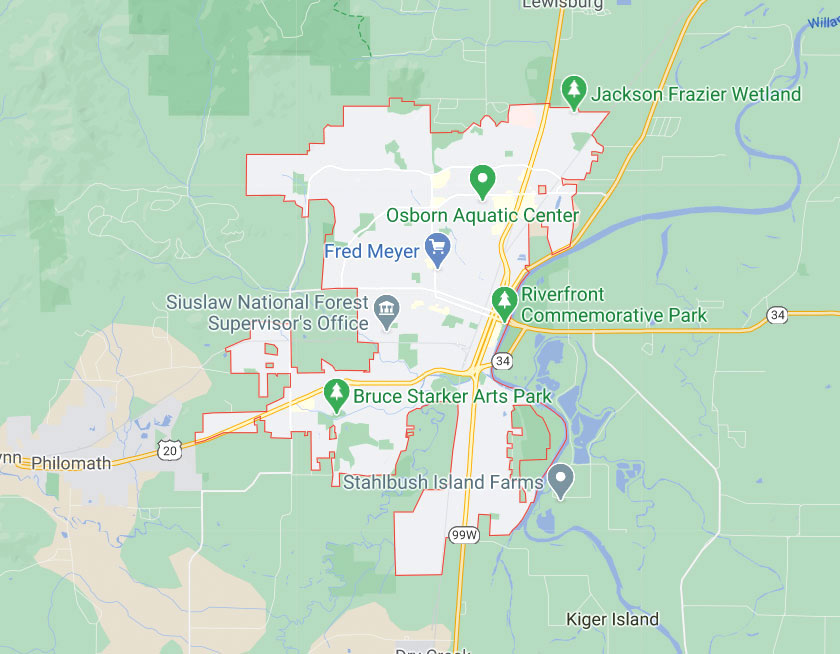 Map of Corvallis Oregon