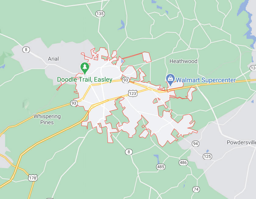 Map of Easley South Carolina