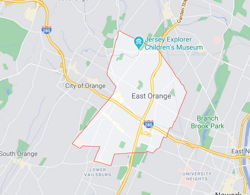 Map of East Orange New Jersey