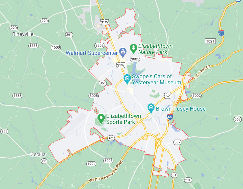 Map of Elizabethtown Kentucky
