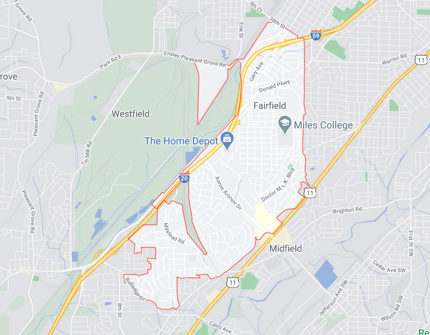 Map of Fairfield Alabama