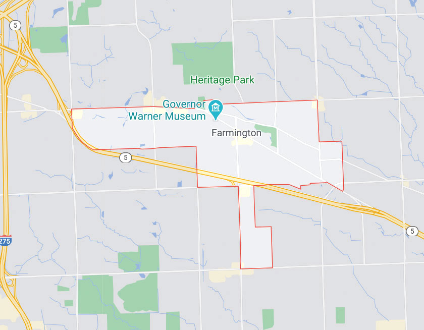 Map of Farmington Michigan