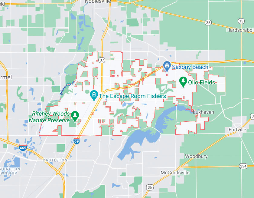 Map of Fishers Indiana