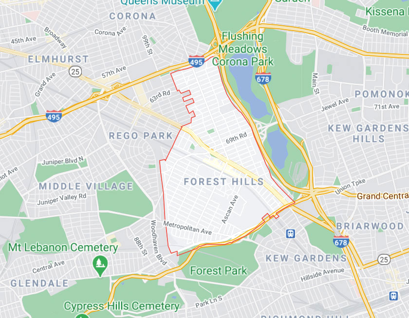 Map of Forest Hills New York