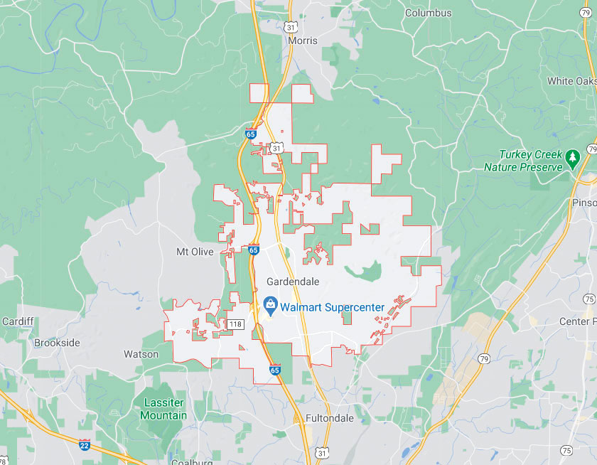 Map of Gardendale Alabama