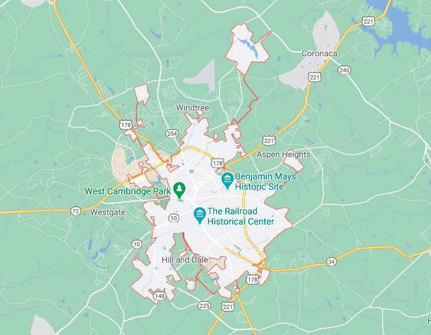 Map of Greenwood South Carolina