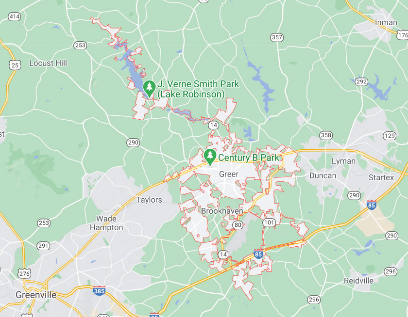 Map of Greer South Carolina