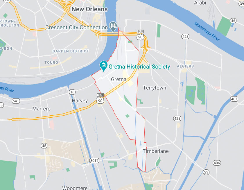 Map of Gretna Louisiana