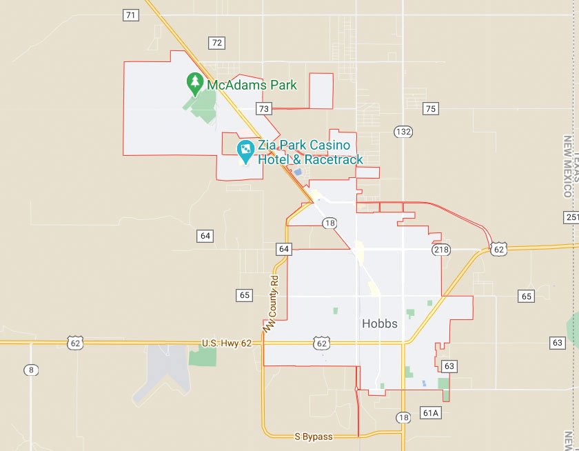 Map of Hobbs New Mexico