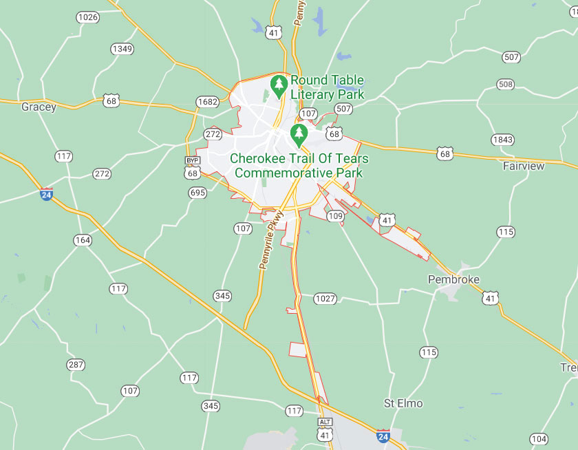 Map of Hopkinsville Kentucky