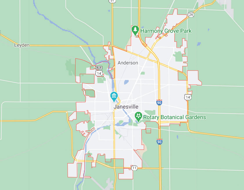 Map of Janesville Wisconsin