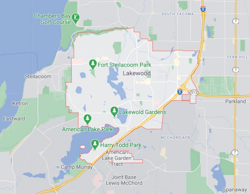 Map of Lakewood Washington
