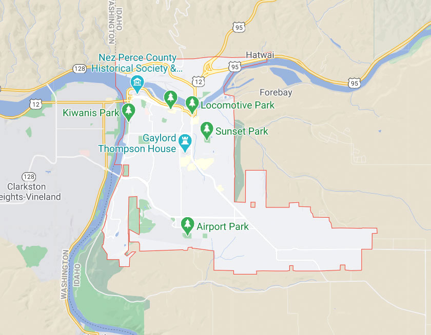 Map of Lewiston Idaho