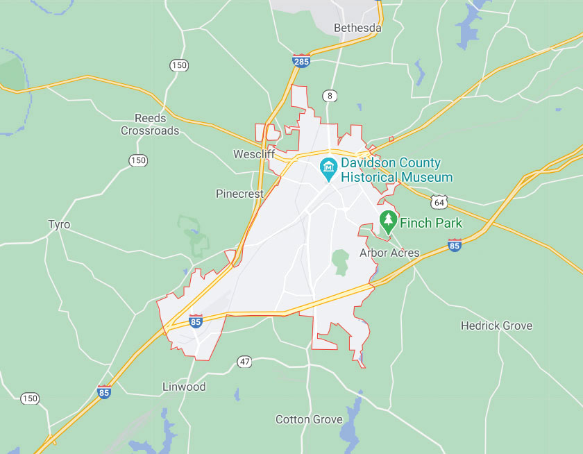 Map of Lexington North Carolina