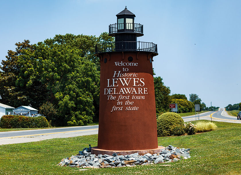 Lighthouse sign in Lewes Delaware