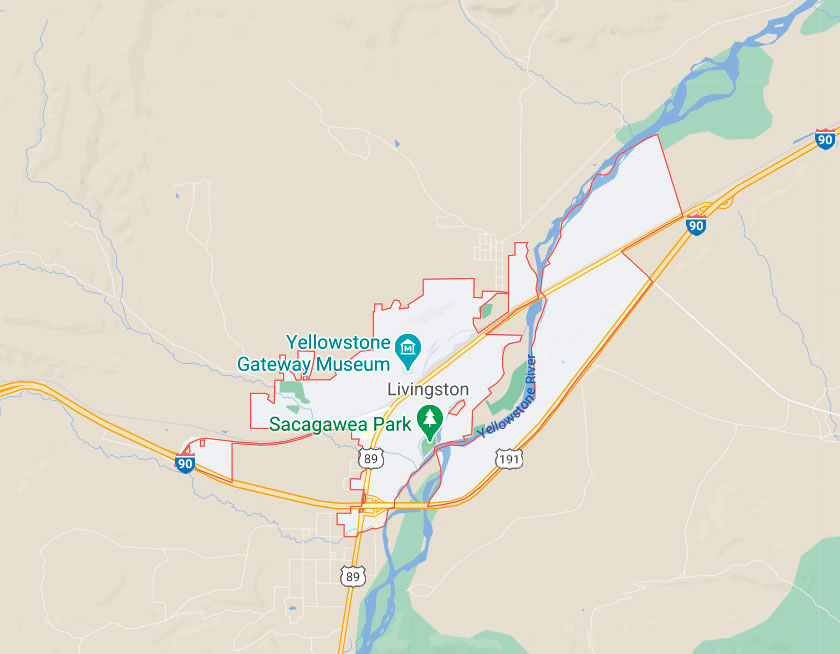 Map of Livingston Montana