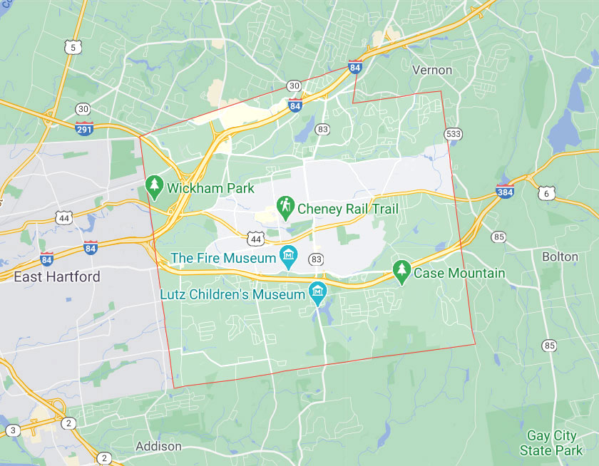 Map of Manchester Connecticut
