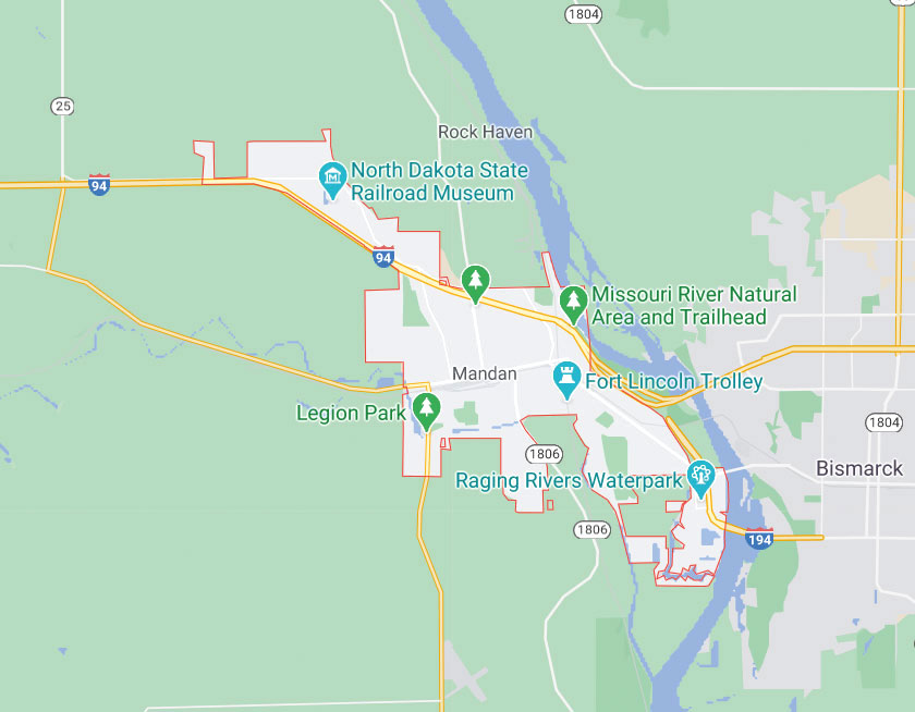 Map of Mandan North Dakota