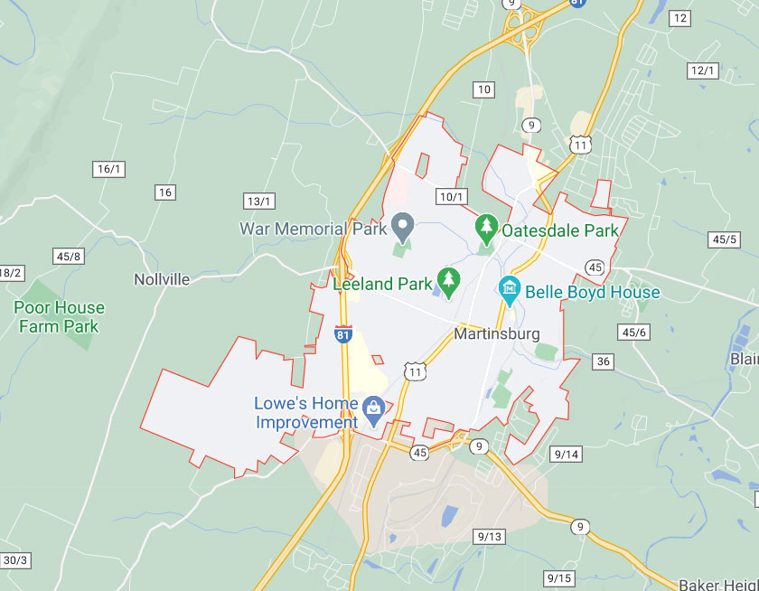 Map of Martinsburg West Virginia