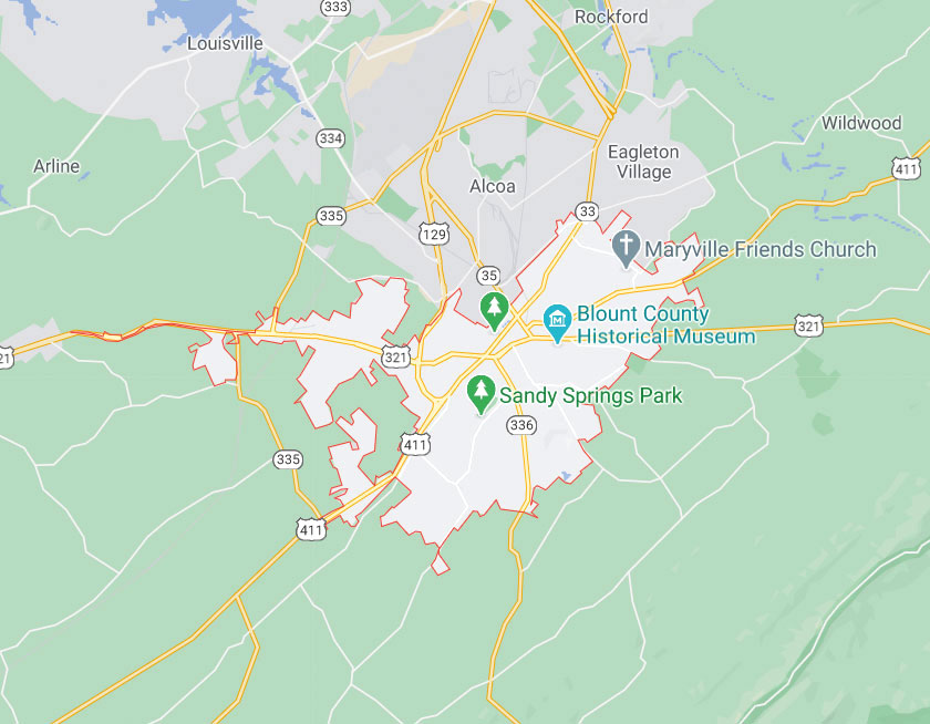 Map of Maryville Tennessee