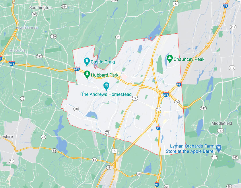 Map of Meriden Connecticut