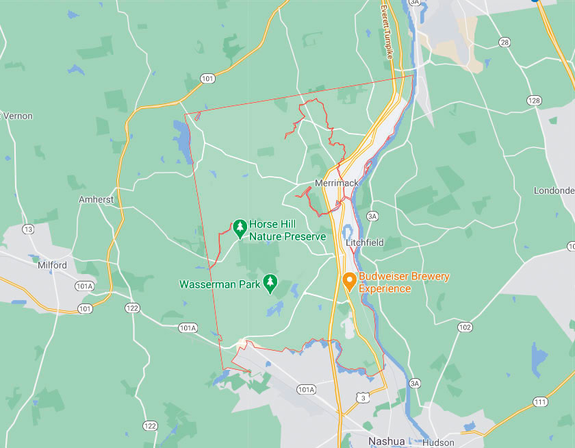 Map of Merrimack New Hampshire