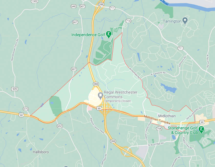 Map of Midlothian Virginia