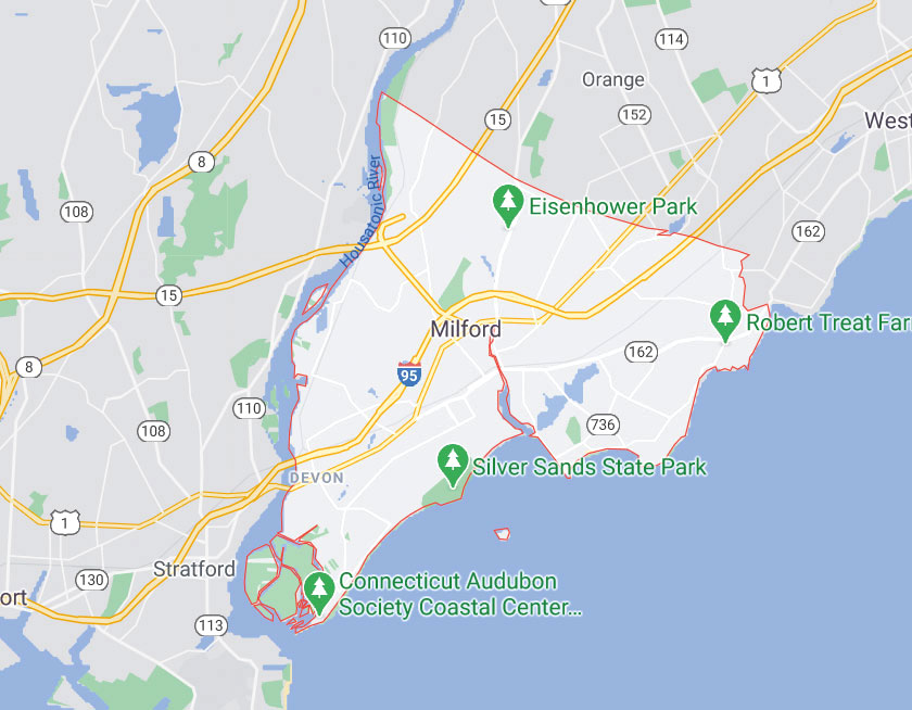 Map of Milford Connecticut