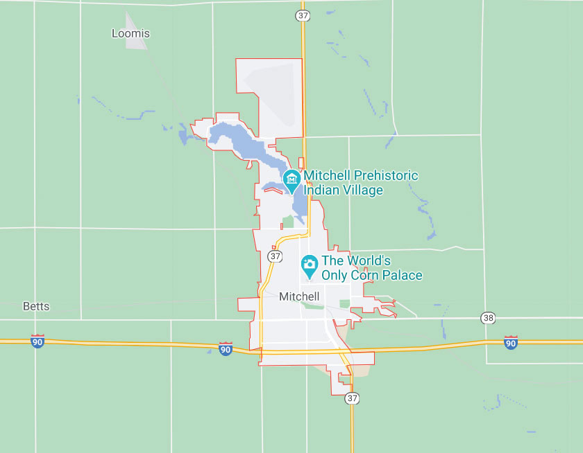 Map of Mitchell South Dakota
